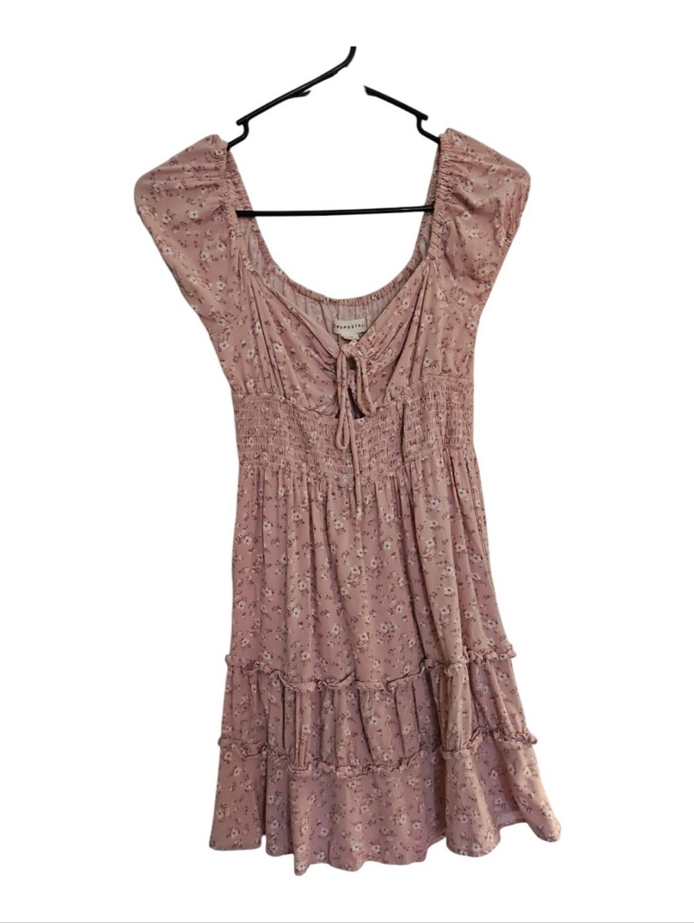 Aeropostale Smocked Floral Tie-Front Dress in Dusty Rose Size XS